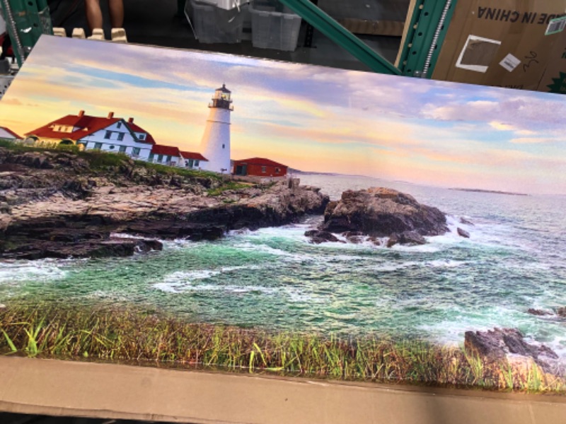 Photo 2 of *30X60* tigeridge Portland Head Light Wall Art Sunset Lighthouse Canvas Wall Art 30 X 60 INCHES