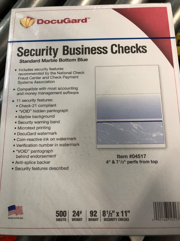 Photo 1 of Marbled Financial Paper (04517) Blue 500 Sheets Bottom Check