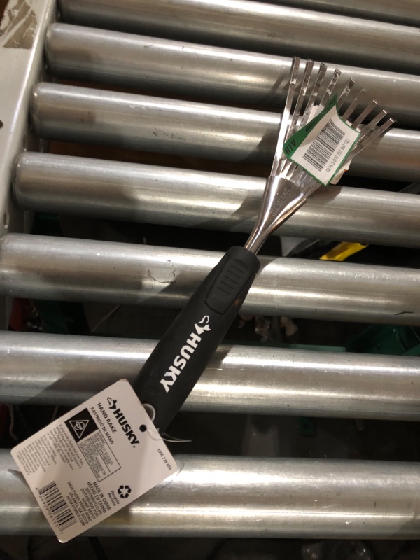 Photo 1 of Husky 6.2 in. Double Injection Grip Handle Stainless Steel Hand Rake