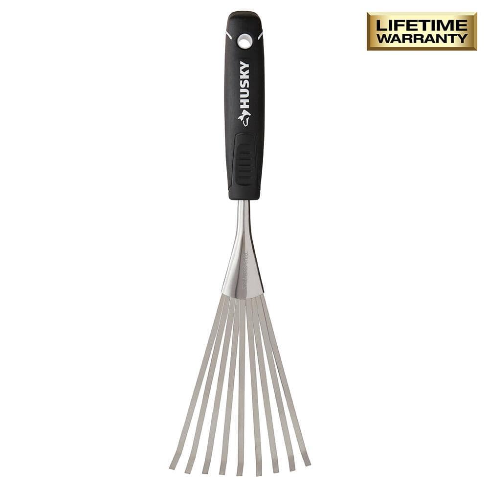 Photo 1 of Husky 6.2 in. Double Injection Grip Handle Stainless Steel Hand Rake