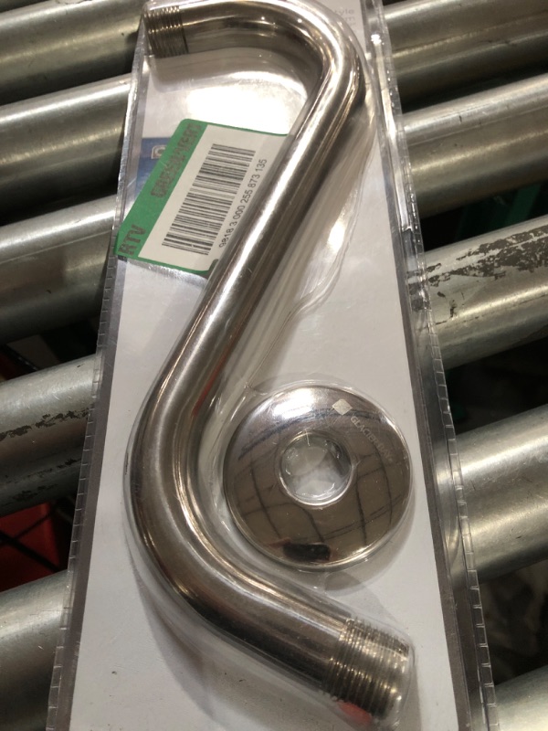 Photo 1 of **USED BUT APPEARS NEW** Glacier Bay 11 in. S-Style Shower Arm and Flange in Chrome, Grey