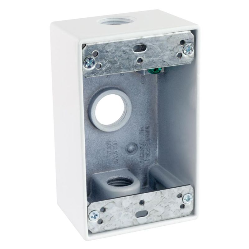 Photo 1 of (3x) Commercial Electric 1/2 in. White 1-Gang 3-Holes Weatherproof Box