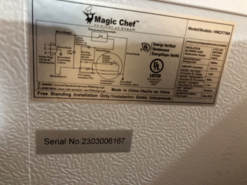 Photo 6 of **SEE NOTES** Magic Chef  7.0 cu. ft. Chest Freezer in White