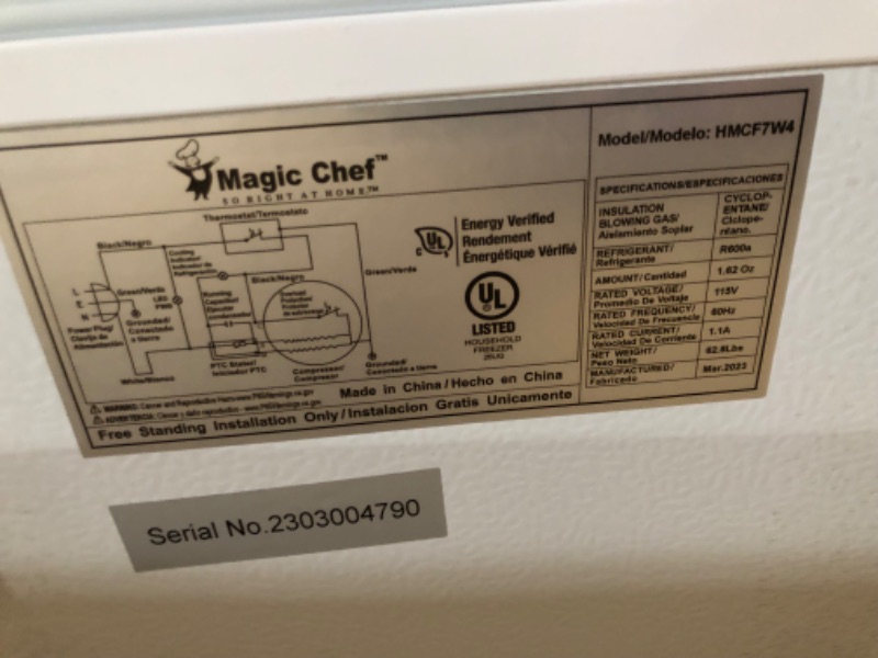 Photo 4 of **SEE NOTES** Magic Chef 7.0 cu. ft. Chest Freezer in White