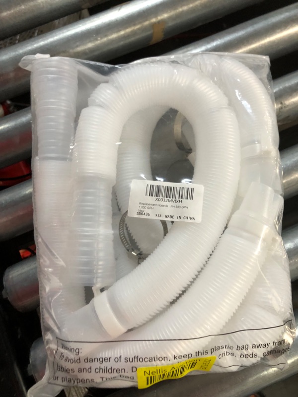 Photo 2 of 1.25" x 59" Pool Hoses Replacement for Above Ground Pools - 3 Pack 1-1/4" Diameter Pool Pump Hoses for Intexx 607 637 Pump, Pool Filter Hose with 6 Metal Clamps for 330GPH 530GPH 1000GPH Filter Pumps White 3-Pack 1.25"x59"