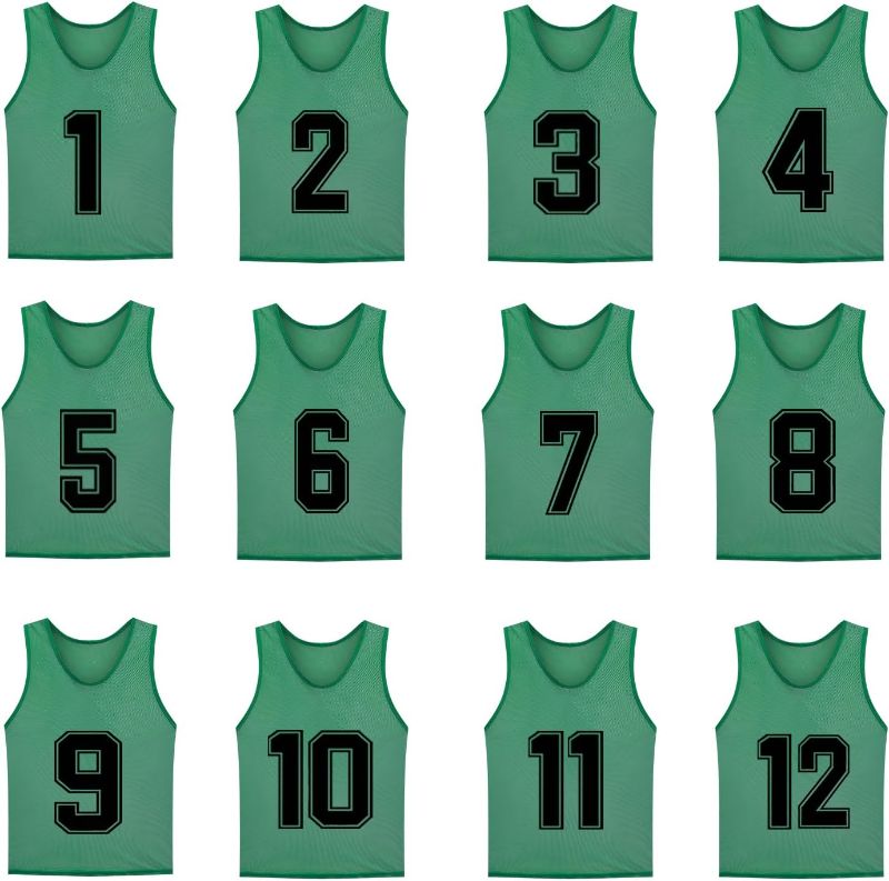 Photo 1 of MTTYYD Numbered Scrimmage Training Vest - Soccer, Pinnies - Practice Jersey Pennies for Kids,Youth and Adults (Size Small), Dark Green, 12 Pack 