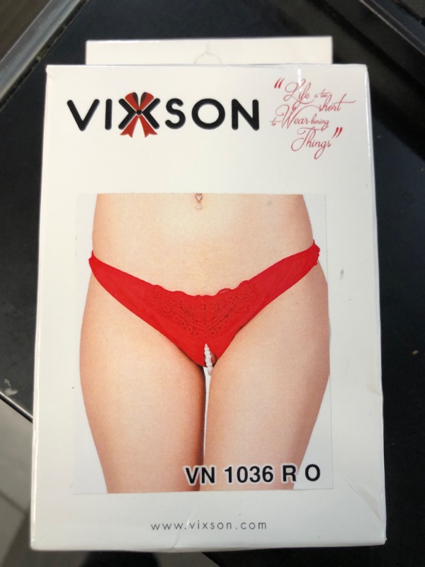 Photo 2 of *COLOR RED* Vixson Women's Nightwear Panties with Lace and Pearl Chain, Red, 30 Gram, One Size 