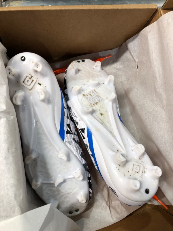 Photo 3 of *Used/Dirty* DREAM PAIRS Kids Soccer Cleats Kids Size 4 Big Kid, White/Royal/Blue/Orange