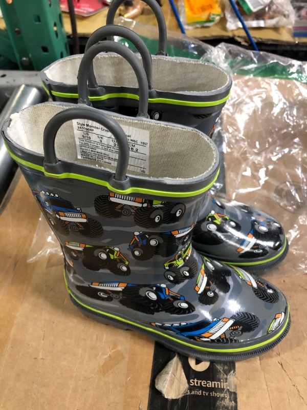 Photo 1 of *Used/Dirty* Western Chief Kids Waterproof Printed Rain Boot 9-10 Toddler Monster Crusher