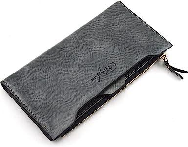 Photo 1 of Pidengbao Women's Long Solid Zipper Hasp Clutch Wallet -  Grey