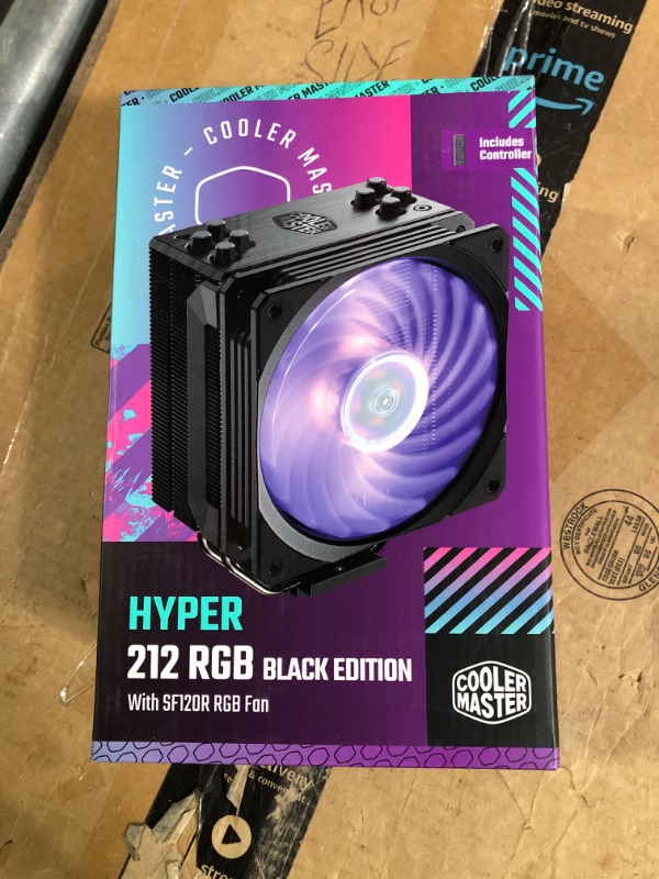 Photo 2 of Cooler Master Hyper 212 Black Edition RGB CPU Air Cooler, SF120R RGB Fan, Anodized Gun-Metal Black, Brushed Nickel Fins, 4 Copper Direct Contact Heat Pipes for AMD Ryzen AM4/Intel LGA1700/1200/1151 Hyper 212 BE RGB (LGA1700) 4 Heat Pipes