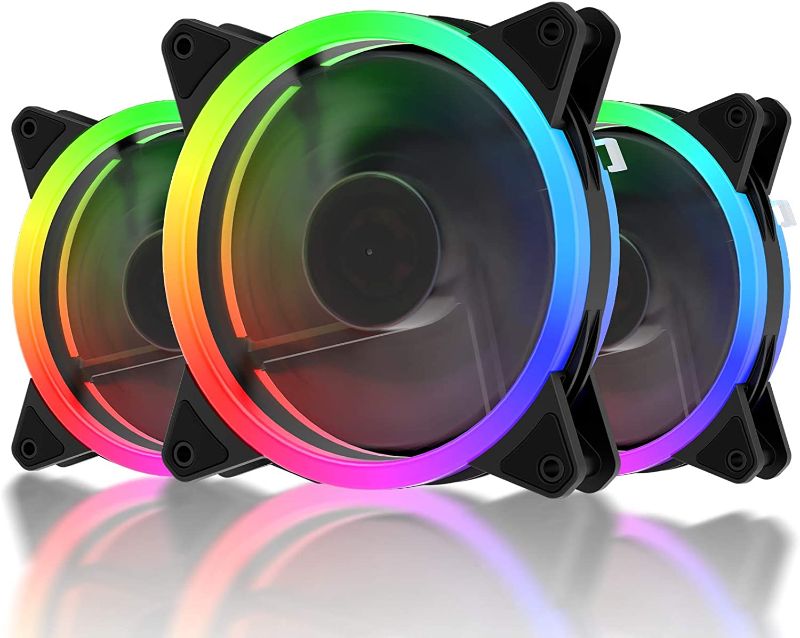 Photo 1 of upHere 120mm RGB Case Fan Fan,Quiet Edition High Airflow LED Case Fan for PC Cases-3 Pack,RGB123-3