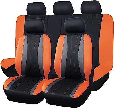 Photo 1 of Flying Banner car seat Covers Full Set All Air Mesh Breathable Man Lady Airbag Compatible Rear Bench Split 40/60 50/50 60/40 Truck Pick Up (Full Set -- Low Back, Black Gray Orange) 