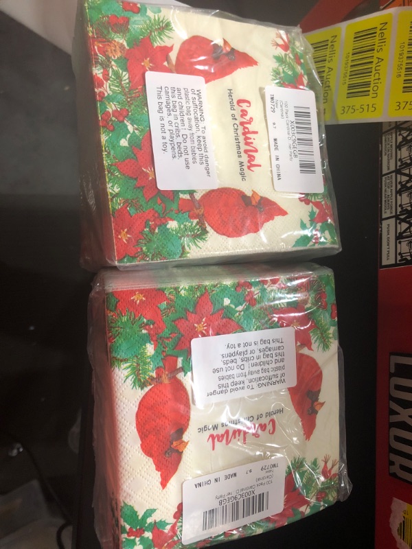 Photo 1 of 100 Pack Cardinal Decorative Napkins Watercolor Christmas BUNDLE OF 2**