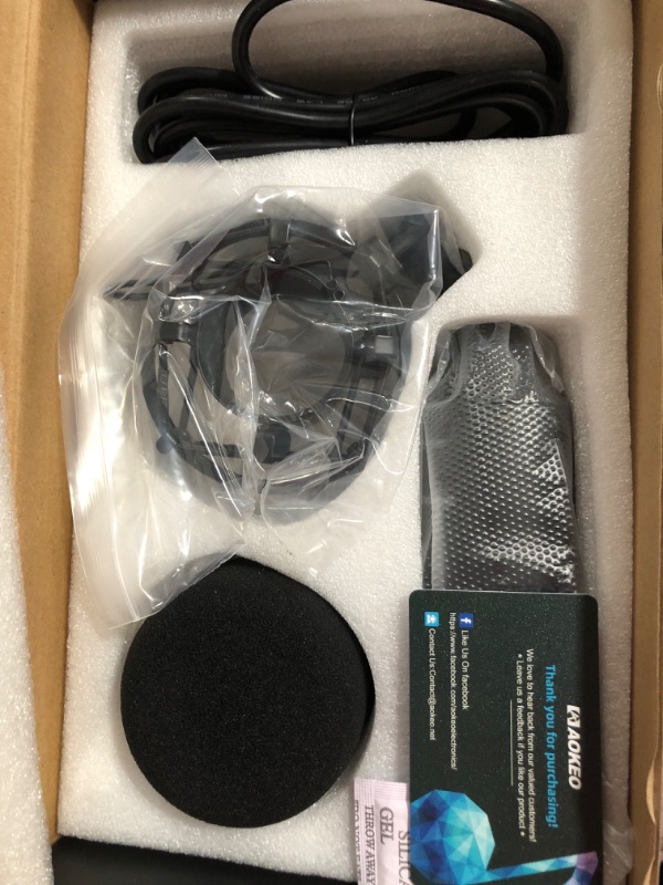 Photo 2 of Aokeo AK-60 Professional Condenser Microphone, Music Studio MIC Podcast Recording Microphone Kit with Stand Shock Mount for PC Laptop Computer Broadcasting YouTube Vlogging Skype Chatting Gaming