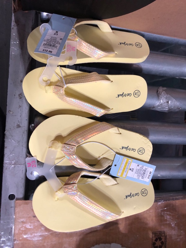 Photo 2 of Girls' Ava Slip-on Thong Sandals - Cat & Jack Yellow M BUNDLE OF 2