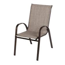 Photo 1 of *Stock Photo* Mix and Match Stackable Brown Steel Sling Outdoor Patio Dining Chair in Riverbed Taupe