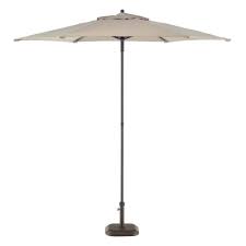 Photo 1 of *Stock Photo* 7.5 ft. Steel Market Outdoor Patio Umbrella in Riverbed Taupe
