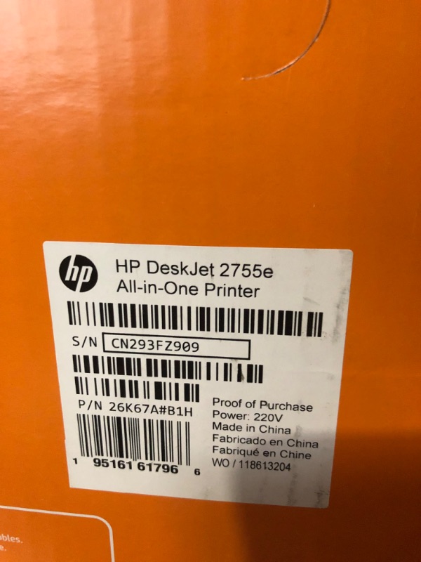 Photo 3 of HP DeskJet 2755e Wireless Color All-in-One Printer with bonus 6 months Instant Ink (26K67A), white