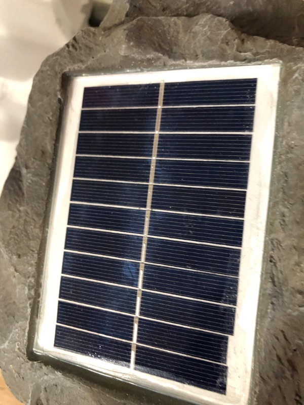Photo 1 of Alpine Corporation Waterproof Bluetooth Solar-Powered Outdoor Wireless Rock Speaker, Gray