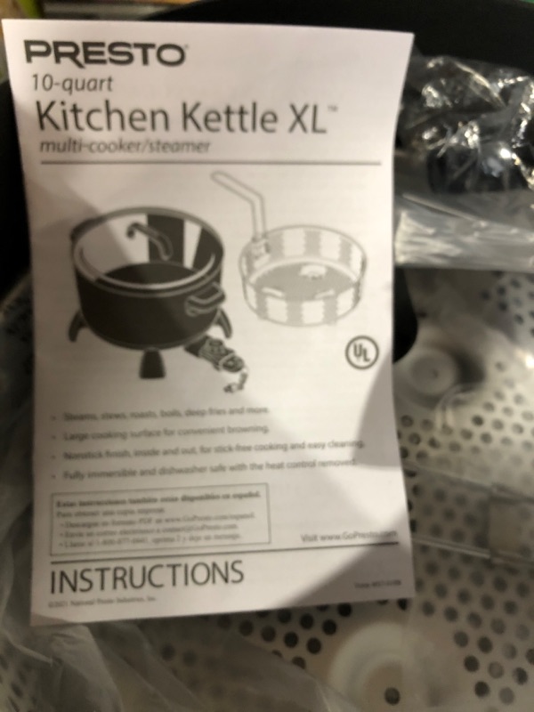 Photo 4 of **SEE NOTES**
National Presto Presto 06009 10-quart Kitchen Kettle XL steamer Multi-Cooker, Black
16 x 12.25 x 8.25 inches