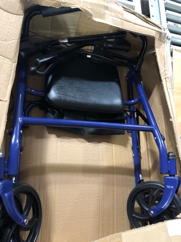 Photo 2 of Drive Medical 10257BL-1 4-Wheel Rollator Walker With Seat & Removable Back Support, Blue