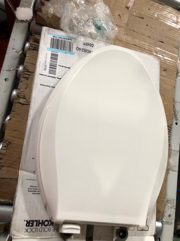 Photo 2 of **damaged**KOHLER 4636-RL-0 Cachet ReadyLatch Quiet Close Elongated Toilet Seat, White Ready Latch Elongated White