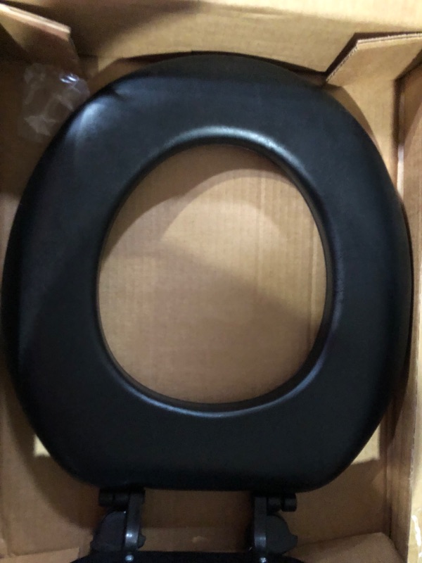 Photo 3 of Mayfair 815EC 047 Removable Soft Toilet Seat that will Never Loosen, ROUND - Premium Hinge, Black 1 Pack Round