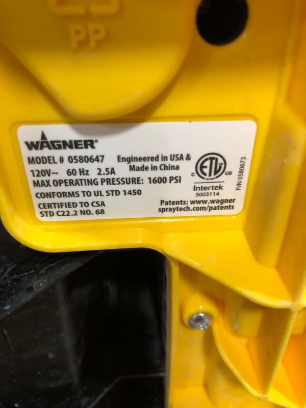 Photo 3 of * item turns on * unable to test further *
Wagner 0580678 Control Pro 130 Power Tank Paint Sprayer, High Efficiency Airless with Low Overspray