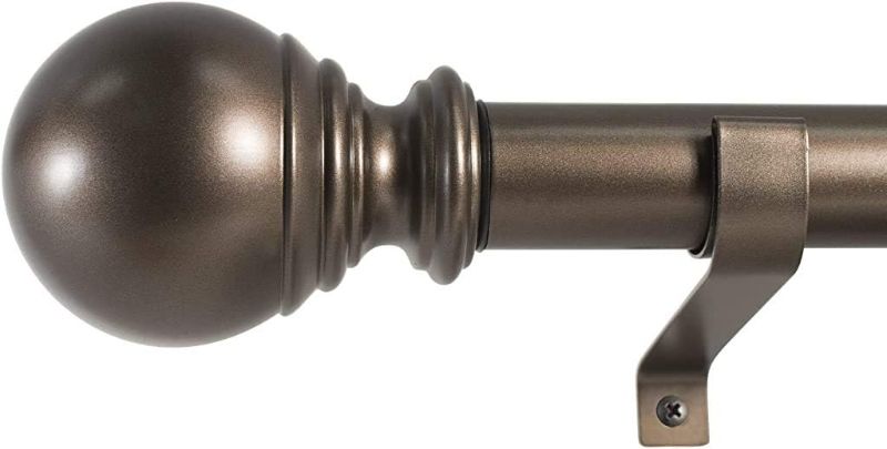 Photo 1 of *MINOR SCRATCHES*Decopolitan Ball Single Telescoping Drapery Rod, Bronze,36 to 72 inch