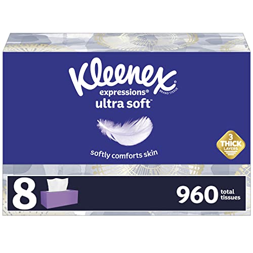 Photo 1 of *LIKE NEW*Kleenex Expressions Ultra Soft Facial Tissues,, 8 Flat Boxes, 120 Tissues per Box,