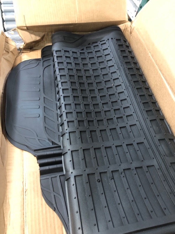 Photo 3 of Motor Trend FlexTough Performance All Weather Rubber Car Floor Mats with Cargo Liner (Black)