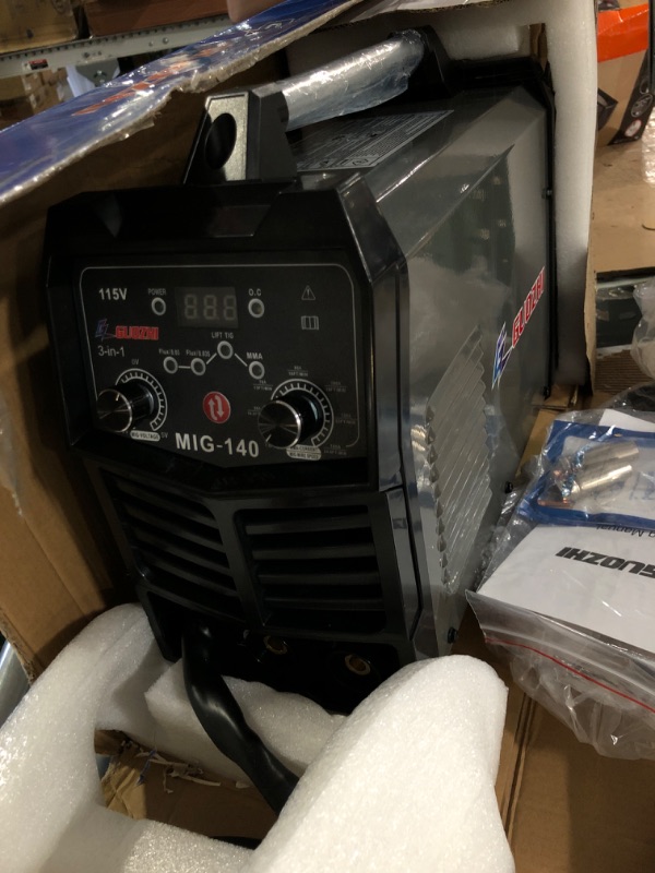 Photo 2 of GZ GUOZHI 140Amp MIG Welder, Flux Core MIG/Stick/Lift TIG 3 in 1 Welding Machine,110V Gasless Welder with Synergy, Portable IGBT Inverter Welder Mig-140