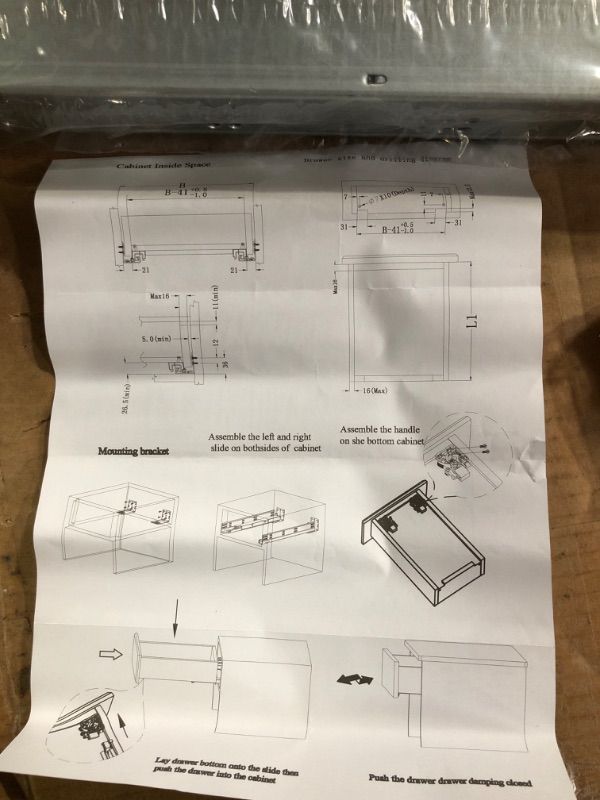 Photo 4 of Gobrico Under/Rear Mounted Soft Close Drawer Slides 18" Full Extension Concealed Drawer Glides with Mounting Clips Bracksets 1Pair (2Pieces) 18 Inch 1 Pair