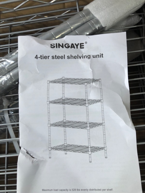 Photo 2 of 4 Tier Adjustable Storage Shelf Metal Storage Rack Wire Shelving Unit 