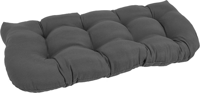 Photo 1 of [Notes] Blazing Needles Twill Rounded Back Loveseat Cushion, 42" x 19", Steel Grey