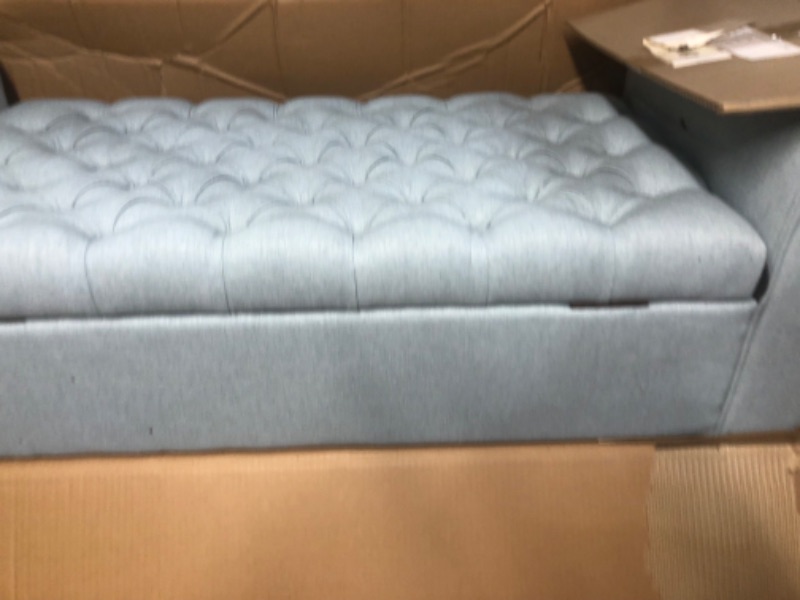Photo 1 of  Home Keiko Fabric Armed Storage Bench, 19.75"D x 50"W x 20.5"H, Light Sky