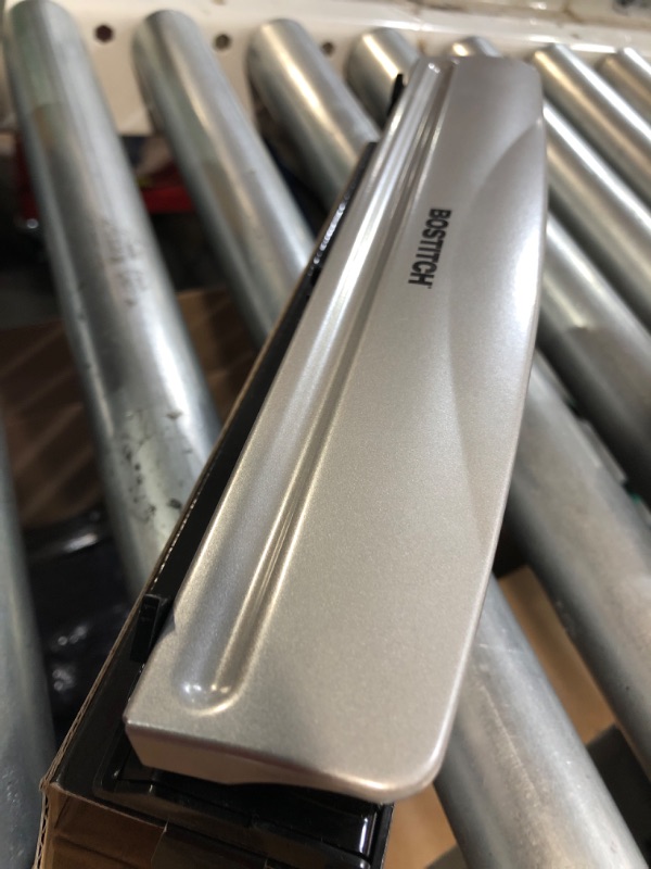 Photo 1 of "Bostitch Office 3 Hole Punch, 12 Sheet Capacity, Metal, Silver".