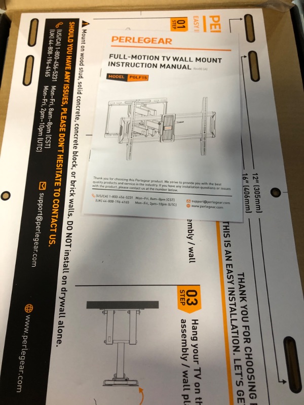 Photo 2 of Perlegear UL-Listed Full Motion TV Wall Moun