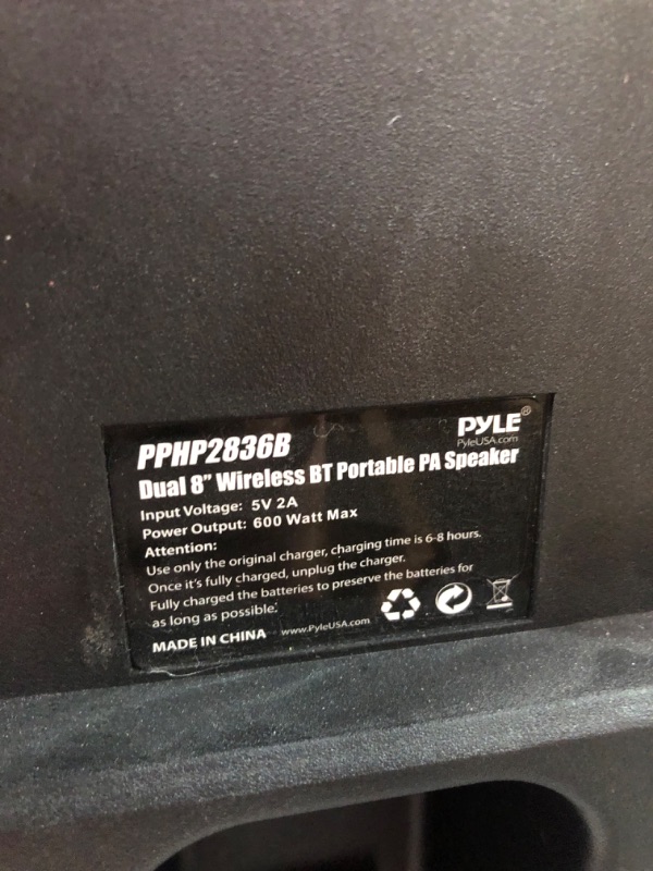 Photo 4 of Pyle Bluetooth PA Speaker System - 600W Rechargeable Outdoor Bluetooth Speaker Portable 