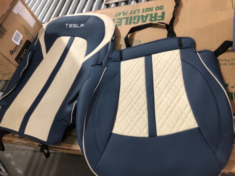Photo 1 of *MINOR CRACKING IN LEATHER*Huidasource Upgrade Tesla Model 3 Seat Covers Blue