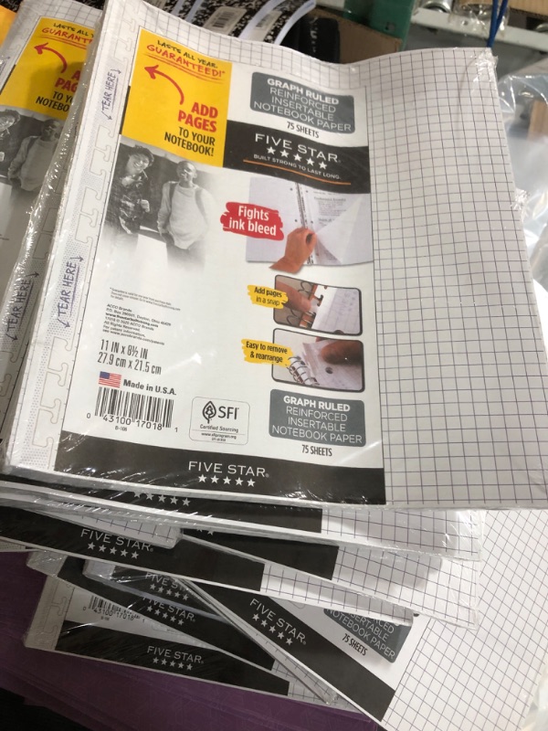 Photo 2 of 75ct Loose Leaf Filler Paper Quad Ruled - Five Star3PACK