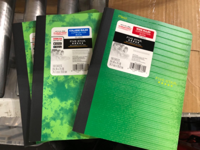 Photo 1 of 3 Pack Bundle of Composition Notebooks (2 College Ruled, 1 Wide Ruled)