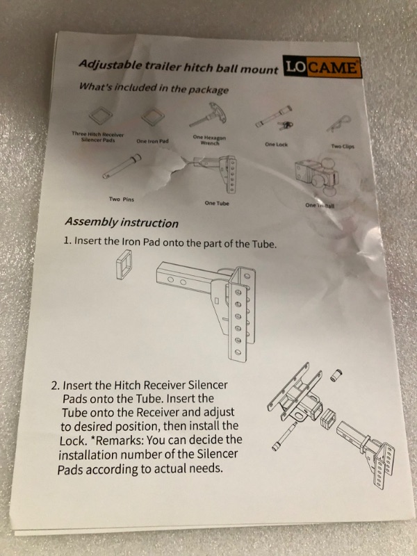 Photo 4 of **SEE NOTES**
LOCAME Adjustable Trailer Hitch, Tri-Ball (1-7/8" , 2", 2-5/16"), Fits 2.5-Inch Receiver, 6 Inch Drop/Rise Cushion Drop Hitch ,16500 LBS