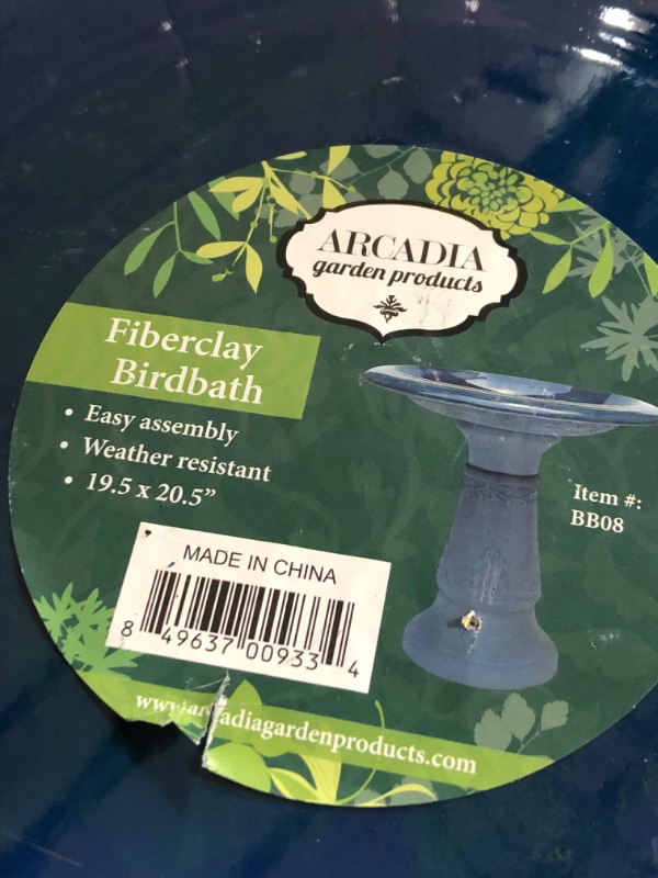 Photo 5 of **finish is slightly damaged**
Arcadia Garden Stone Fiberclay Birdbath 19.5x10.25x20.5