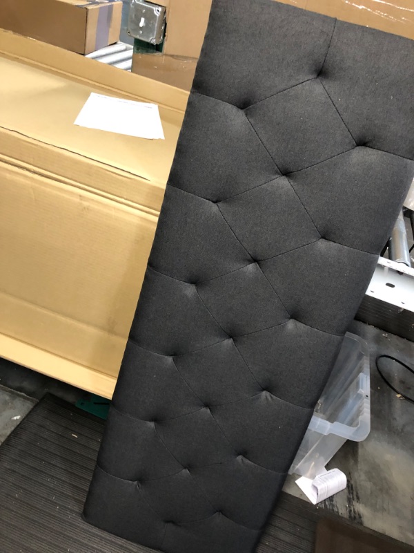 Photo 2 of [no hardware] Lucid Mid-Rise Diamond Tufted Upholstered Charcoal Headboard Full XL