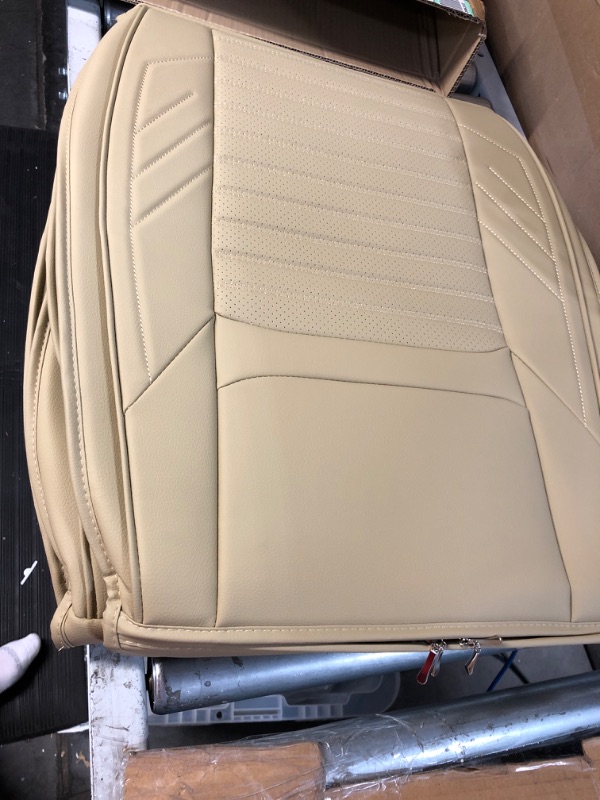 Photo 2 of AOOG Leather Car Seat Covers, Leatherette Automotive Seat Covers-BEIGE