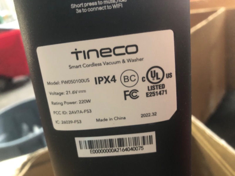 Photo 6 of **SEE NOTES**
Tineco Floor One S3 Cordless, Lightweight, Smart Wet/Dry Vacuum Cleaner