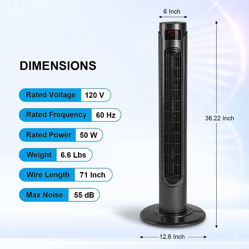 Photo 1 of 40 in. 3 Speed Remote Control Oscillating Tower Fan in Black