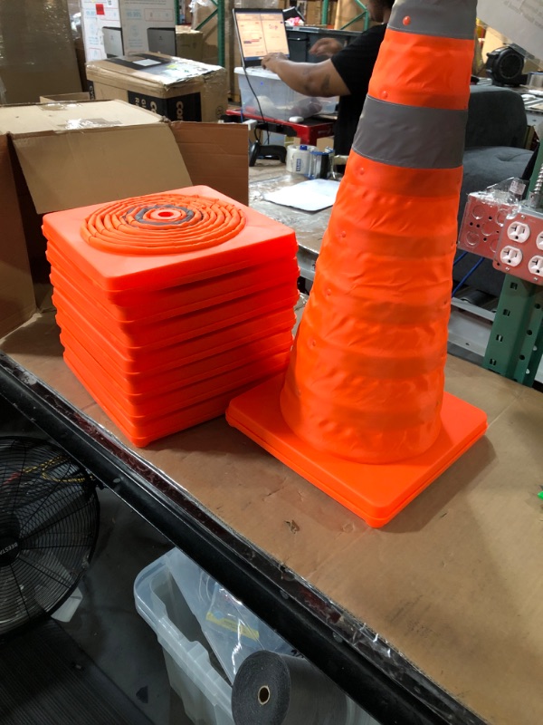 Photo 2 of [ 8 Pack ] 28" Traffic Cones Collapsible Traffic Cones  Reflective Safety Cone Road Cone Safety 